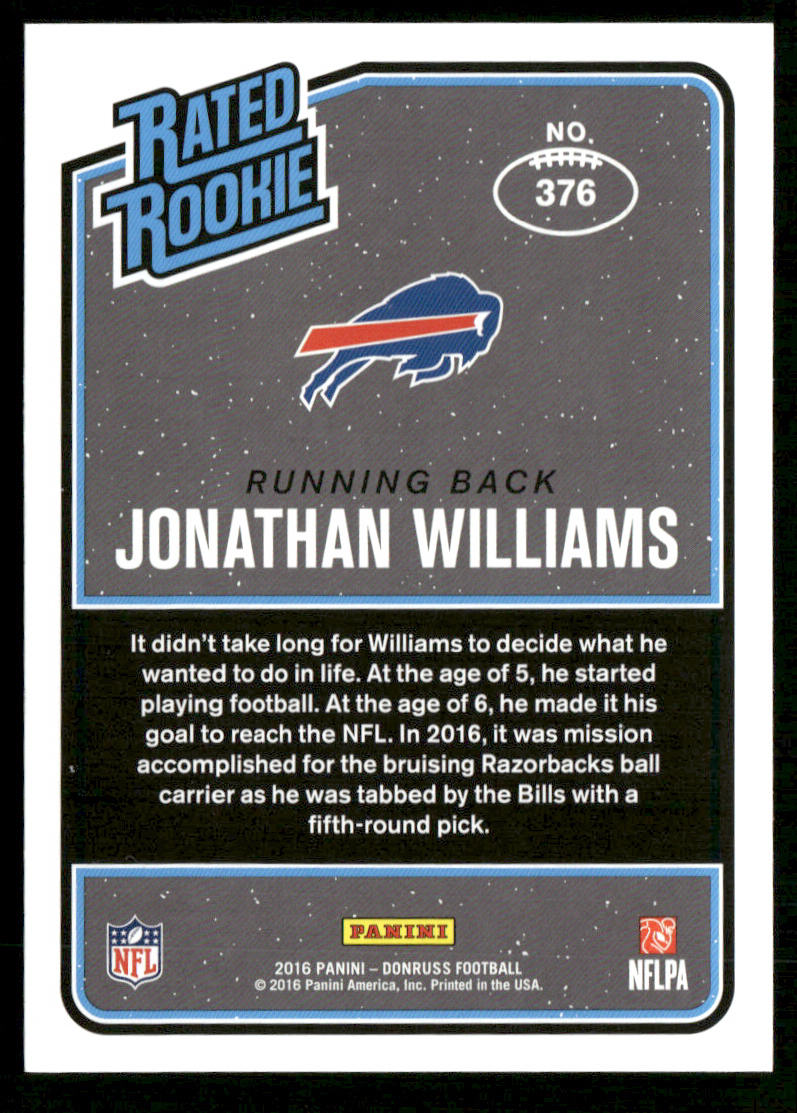 Jonathan Williams 2016 Donruss #376 RC Buffalo Bills