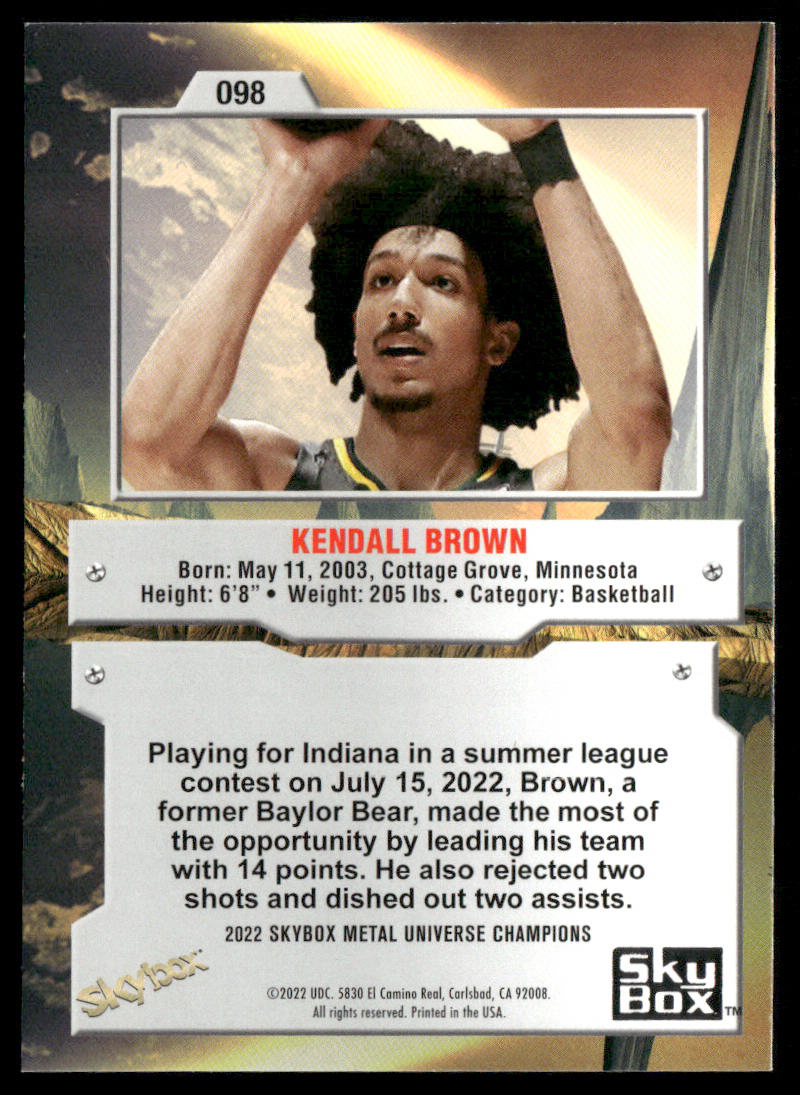 Kendall Brown 2022 SkyBox Metal Universe Champions #098