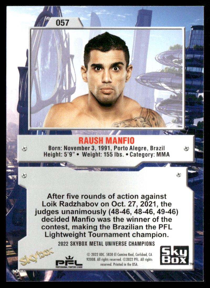 Raush Manfio 2022 SkyBox Metal Universe Champions #057