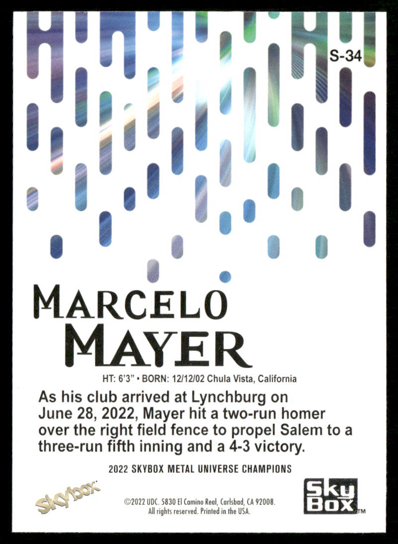 Marcelo Mayer 2022 SkyBox Metal Universe Champions Skybox Premium #S-34