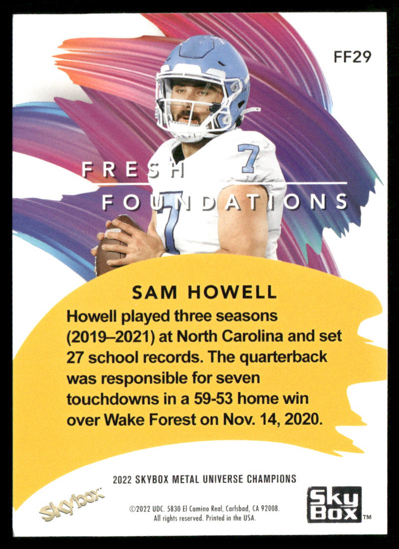 Sam Howell 2022 SkyBox Metal Universe Champions Fresh Foundations #FF29