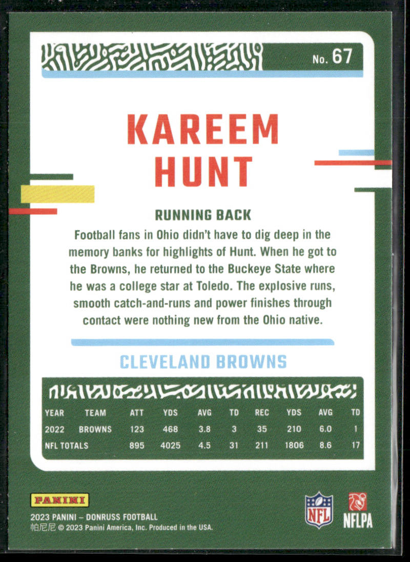 2023 Donruss #67 Kareem Hunt