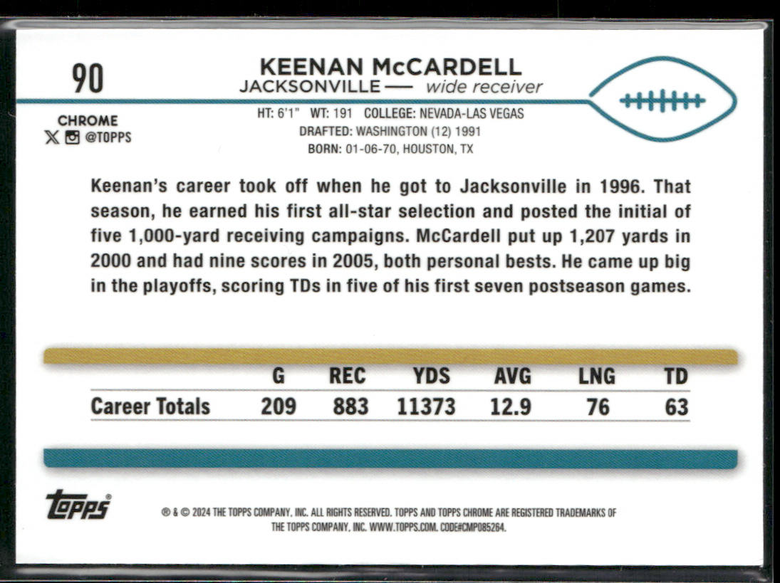 2024 Topps Chrome #90 Keenan McCardell Sepia Refractor