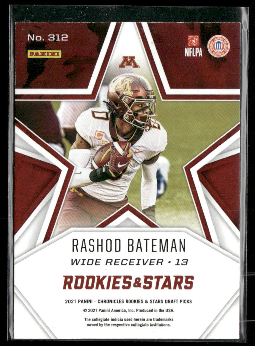 Rashod Bateman 2021 Panini Chronicles Draft Picks #312 Minnesota Golden Gophers