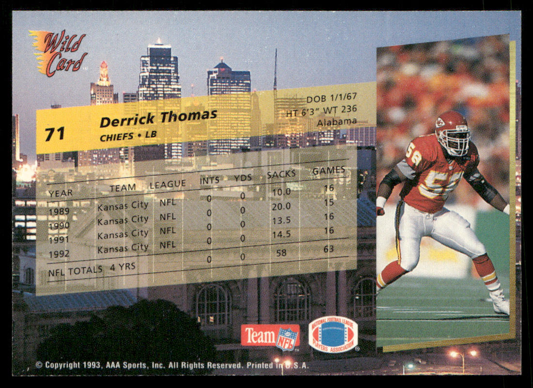 Derrick Thomas 1993 Wild Card #71 Kansas City Chiefs