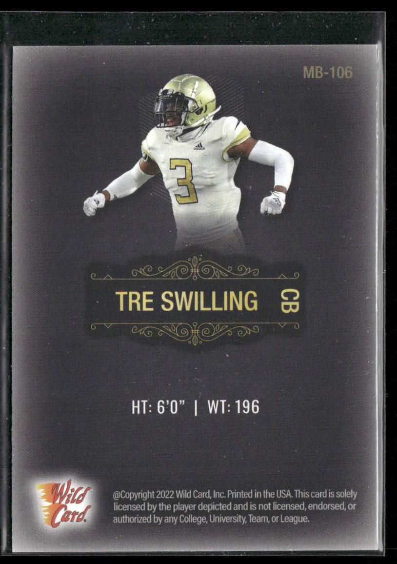 Tre Swilling 2022 Wild Card Matte Black #MB-106 Georgia Tech Yellow Jackets