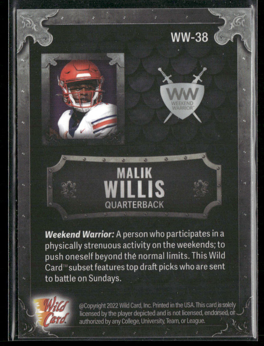 Malik Willis 2022 Wild Card Matte: Weekend Warrior #WW-38 Liberty Flames
