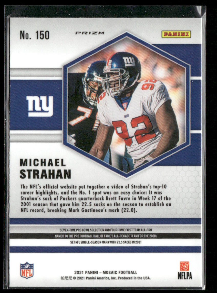 Michael Strahan 2021 Panini Mosaic Prizm Camo Pink #150 New York Giants