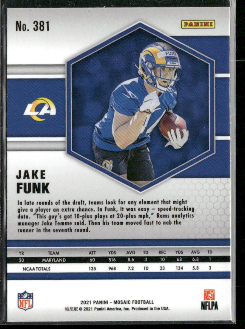 Jake Funk 2021 Panini Mosaic #381 RC Los Angeles Rams