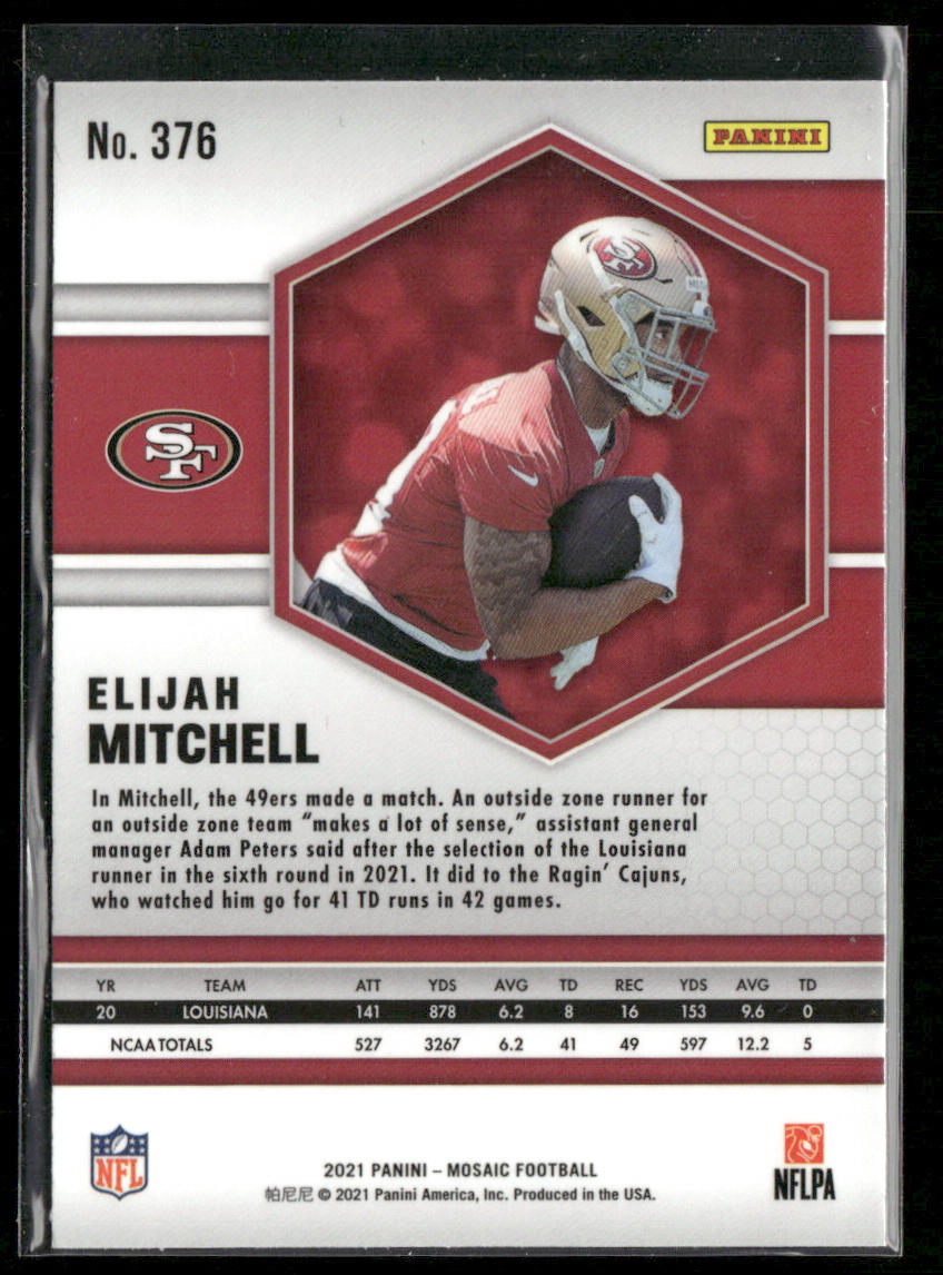 Eli Mitchell 2021 Panini Mosaic #376 RC San Francisco 49ers