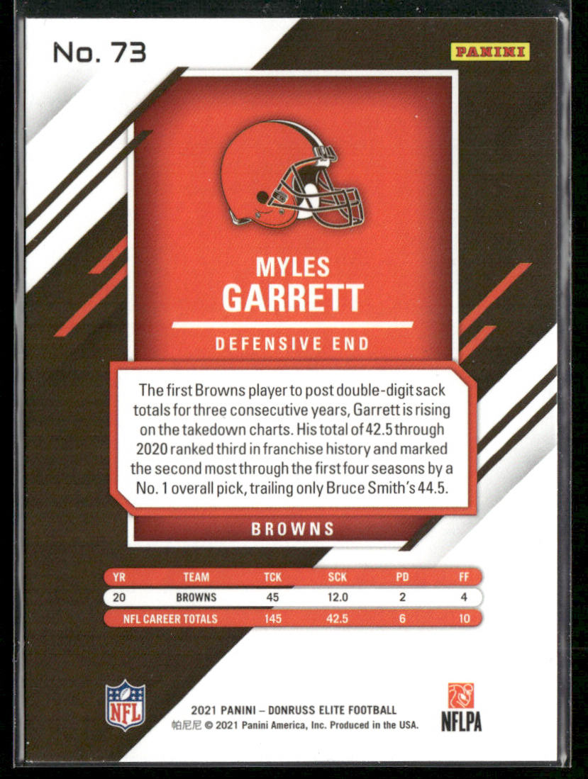 Myles Garrett 2021 Donruss Elite #73 Cleveland Browns
