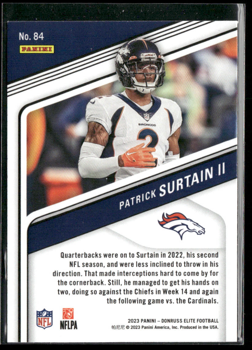 Patrick Surtain II 2023 Donruss Elite #84 Denver Broncos