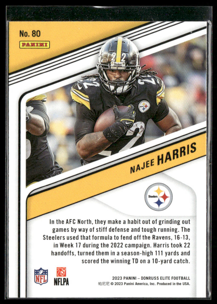 Najee Harris 2023 Donruss Elite #80 Pittsburgh Steelers