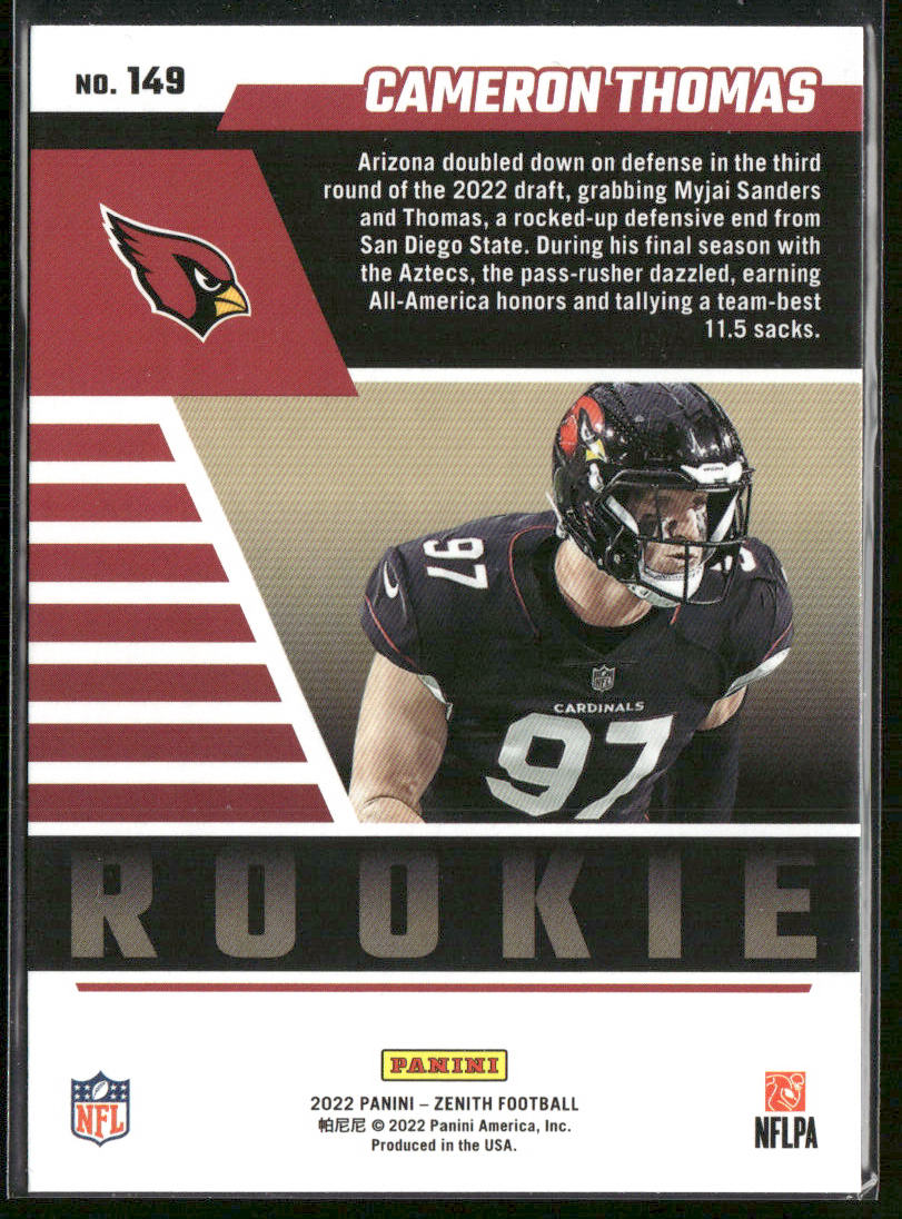 Cameron Thomas 2022 Zenith Retail #149 RC Arizona Cardinals