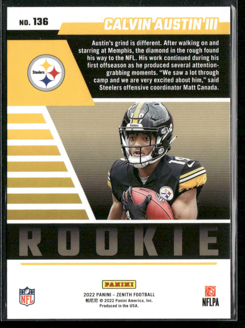 Calvin Austin III 2022 Zenith #136 RC Pittsburgh Steelers
