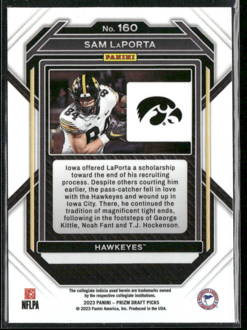 Sam LaPorta 2023 Panini Prizm Draft Picks #160 Iowa Hawkeyes