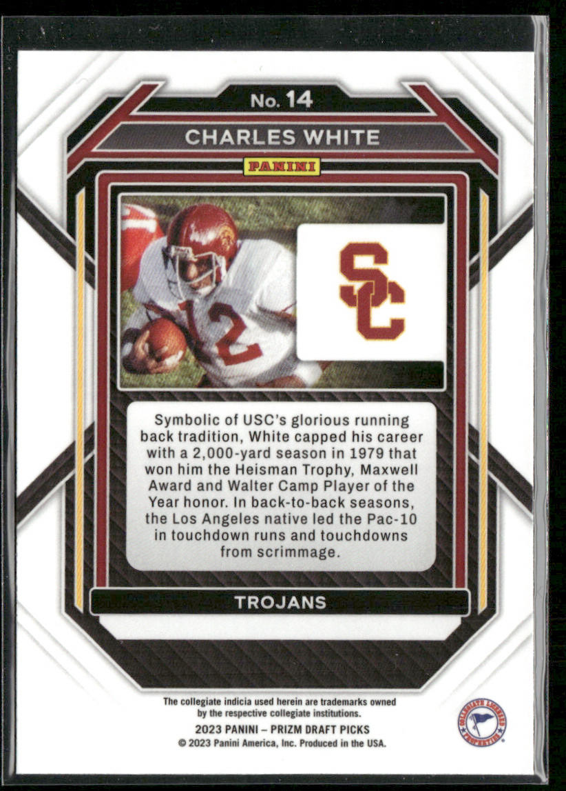 Charles White 2023 Panini Prizm Draft Picks #14 USC Trojans