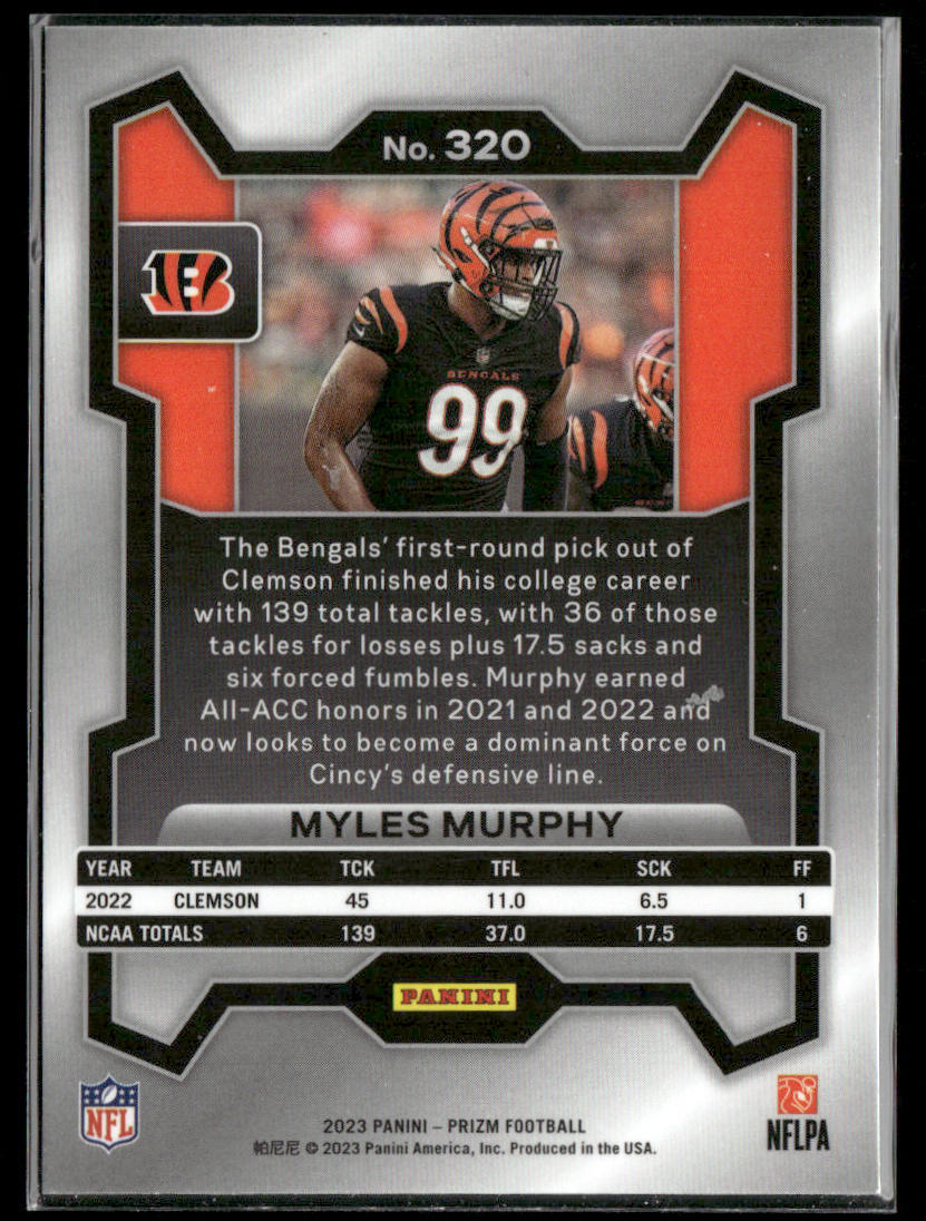 Myles Murphy 2023 Panini Prizm #320 RC Cincinnati Bengals