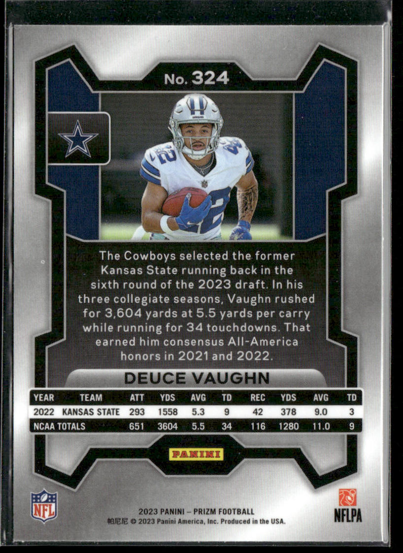Deuce Vaughn 2023 Panini Prizm #324 RC Dallas Cowboys