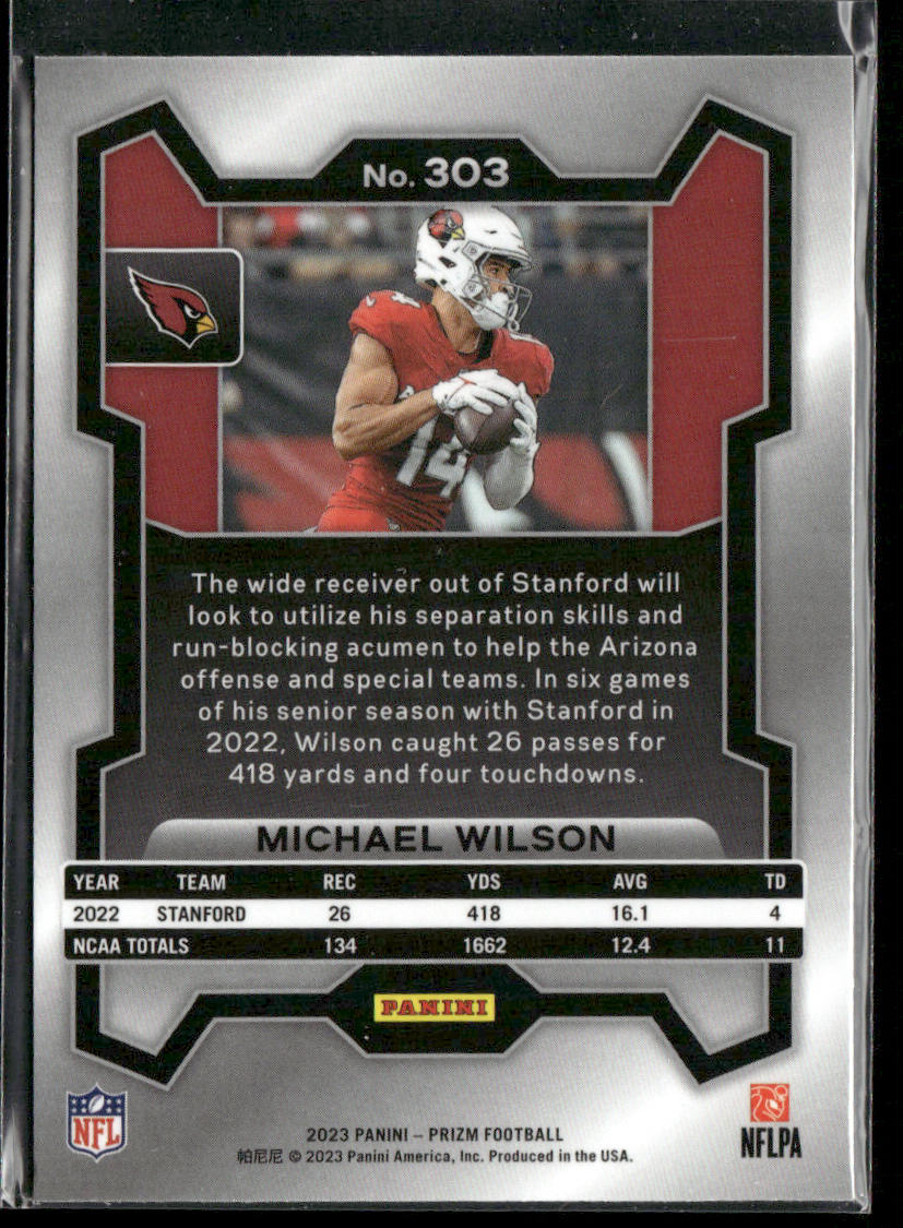 Michael Wilson 2023 Panini Prizm #303 RC Arizona Cardinals
