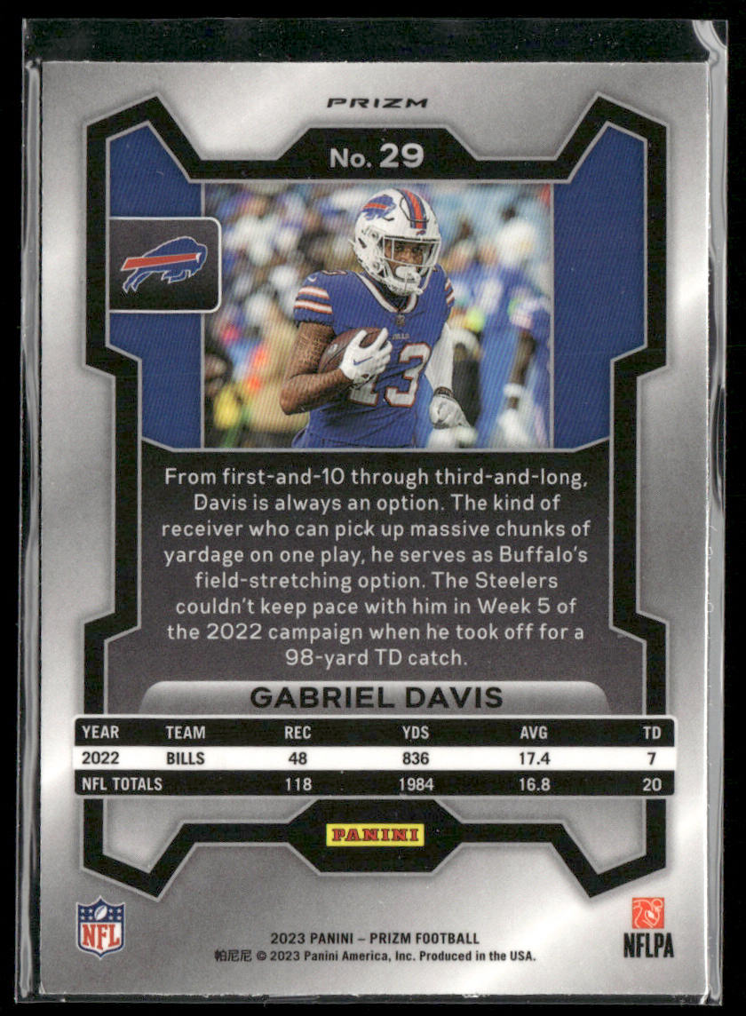 Gabriel Davis 2023 Panini Prizm Disco #29 Buffalo Bills