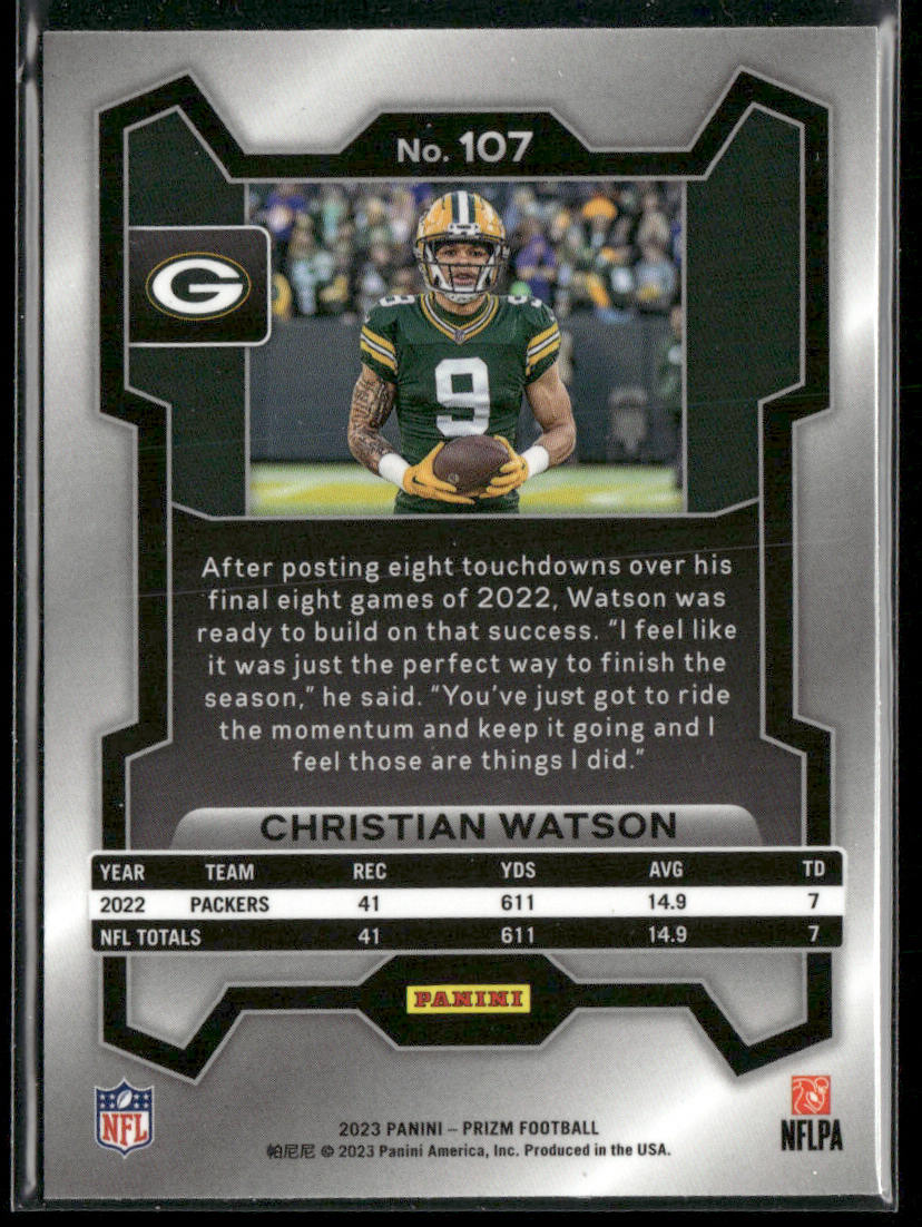 Christian Watson 2023 Panini Prizm #107 Green Bay Packers