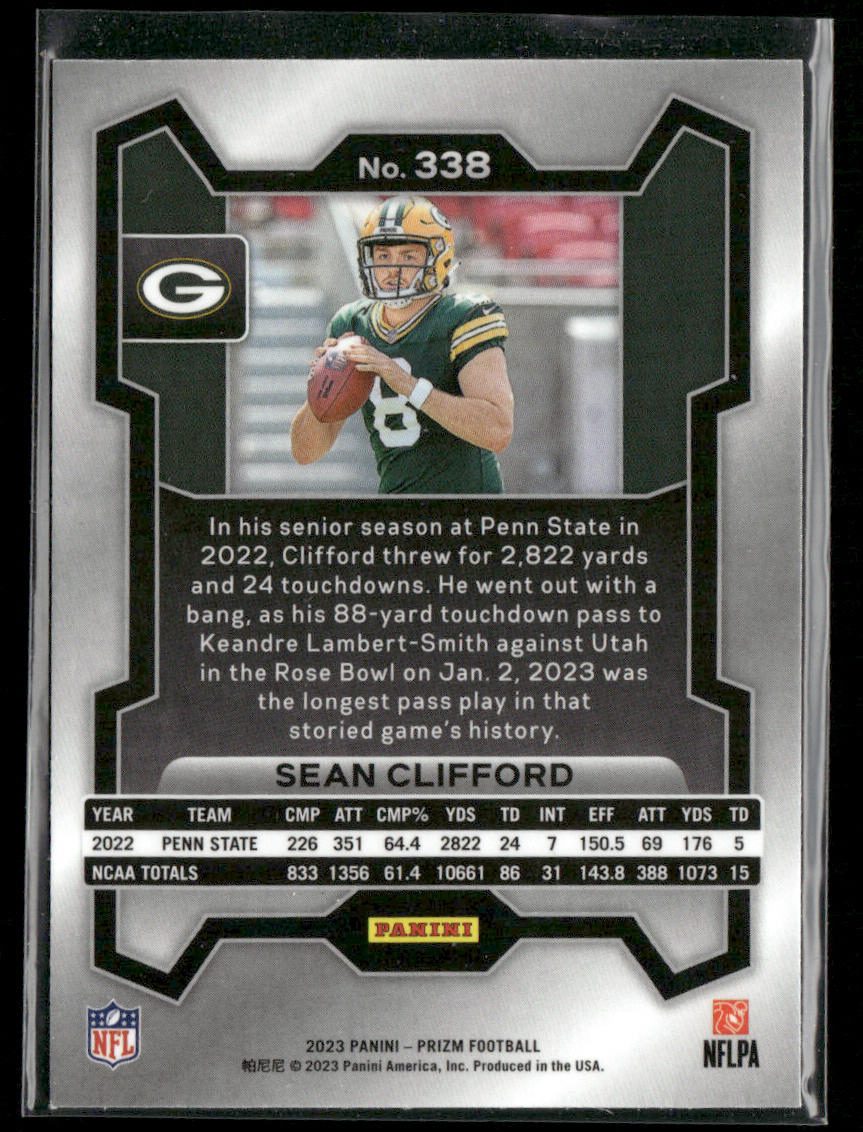Sean Clifford 2023 Panini Prizm #338 RC Green Bay Packers