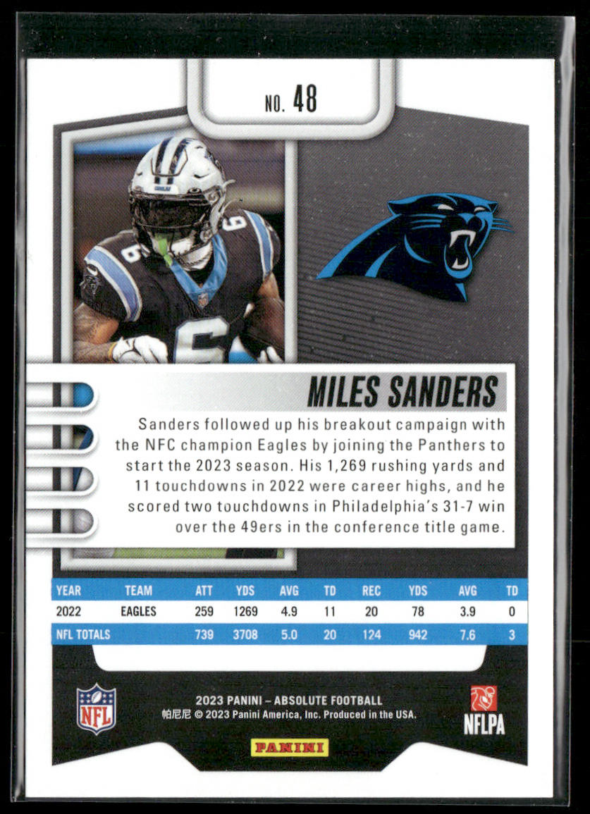 Miles Sanders 2023 Panini Absolute Retail #48 Carolina Panthers