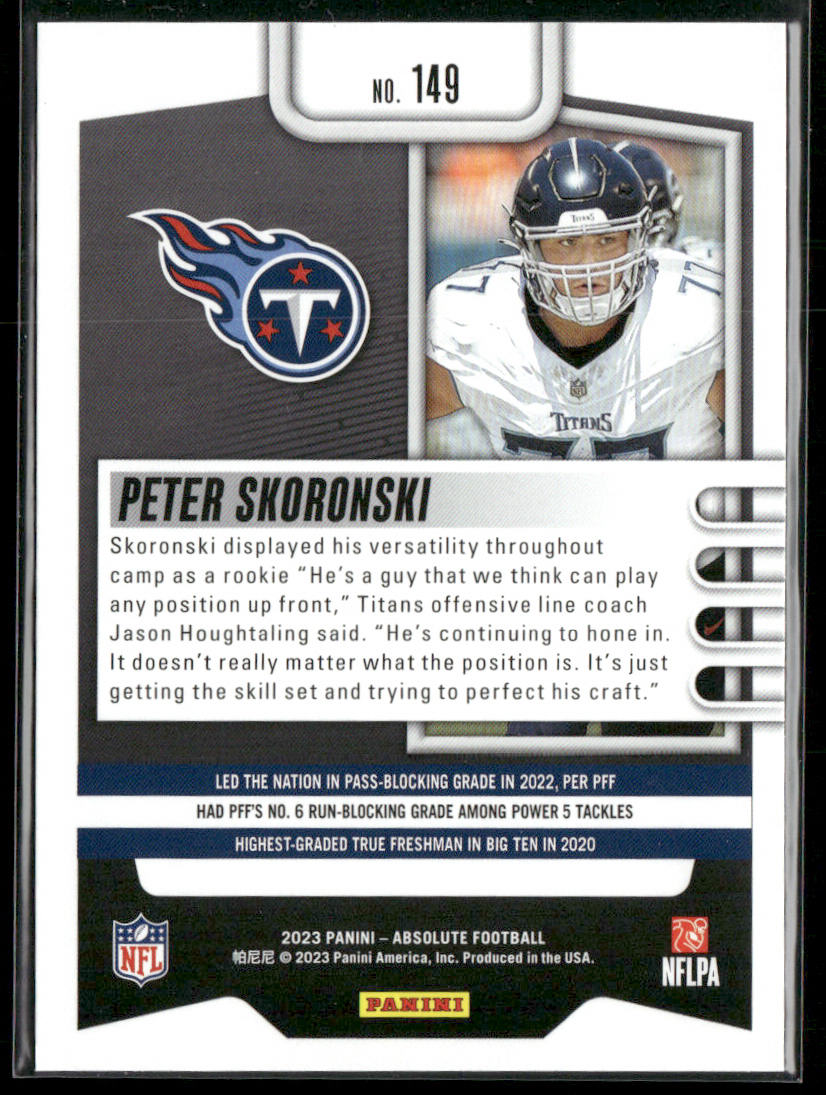 Peter Skoronski 2023 Panini Absolute Retail #149 RC Tennessee Titans