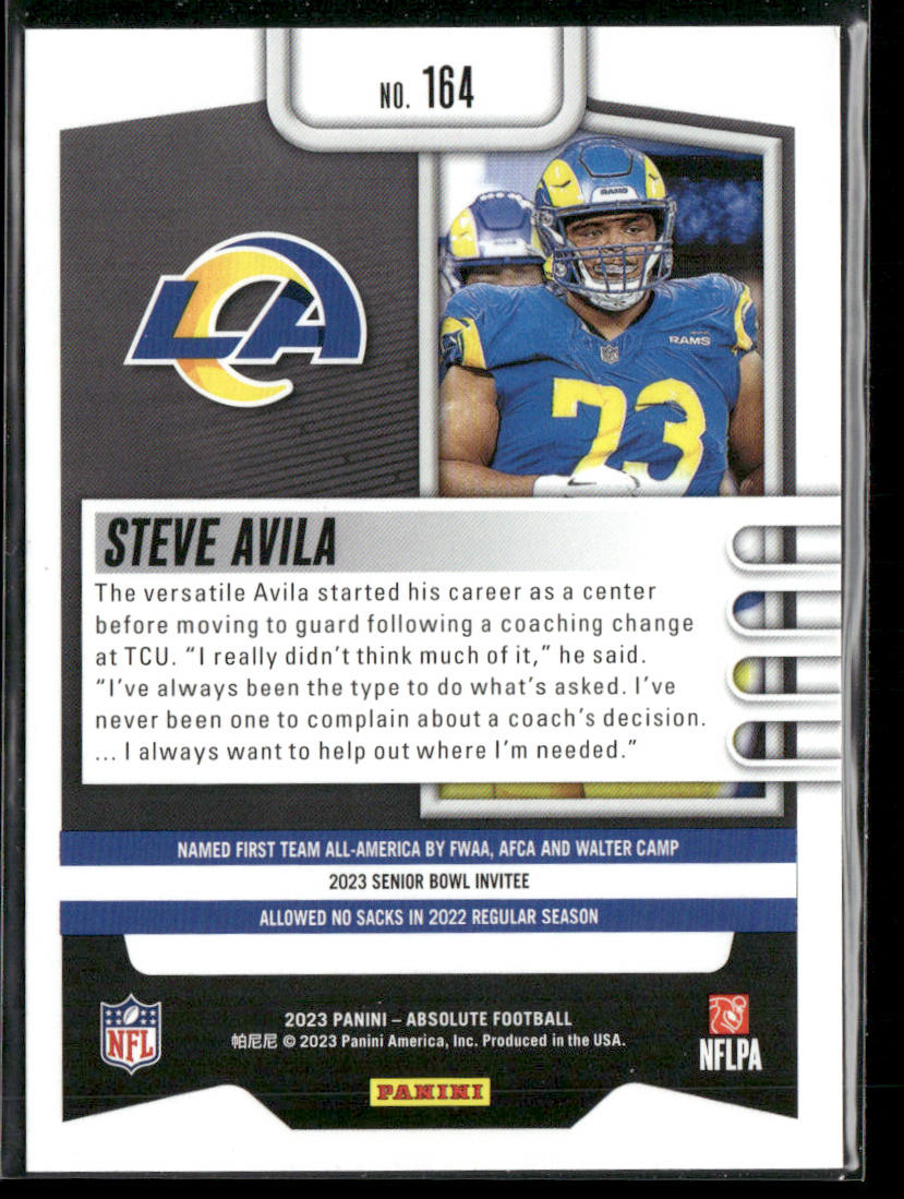 Steve Avila 2023 Panini Absolute Retail #164 RC Los Angeles Rams