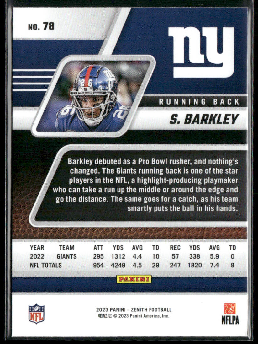Saquon Barkley 2023 Panini Zenith #78 New York Giants