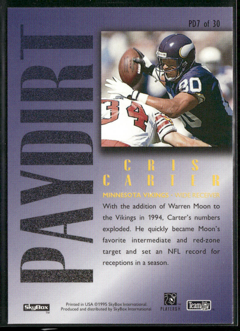 Cris Carter 1995 SkyBox Premium Paydirt Gold #PD7 Minnesota Vikings