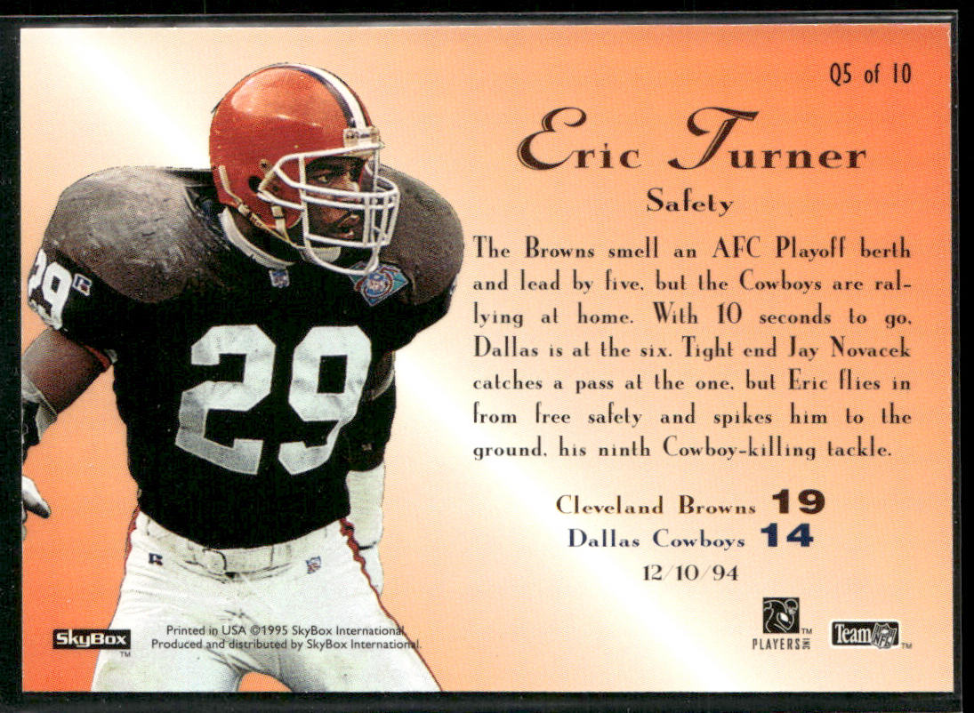 Eric Turner 1995 SkyBox Premium Quickstrike #Q5 Cleveland Browns