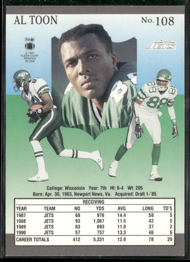Al Toon 1991 Ultra #108 New York Jets