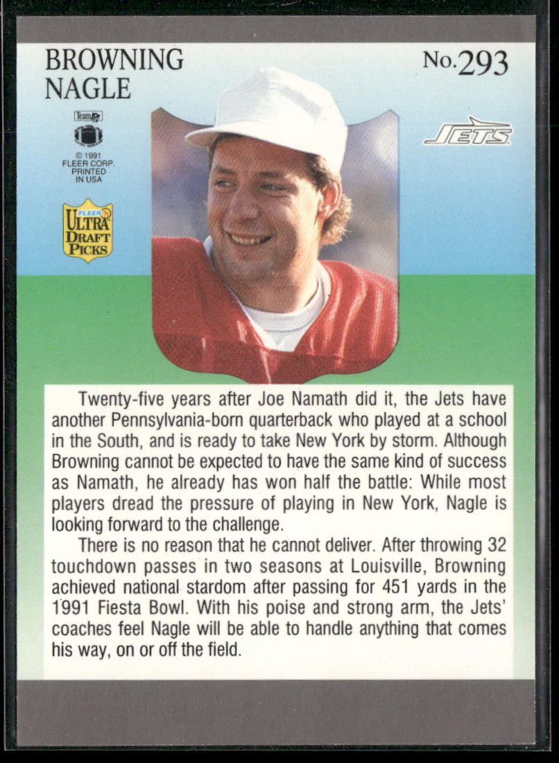Browning Nagle 1991 Ultra #293b RC New York Jets