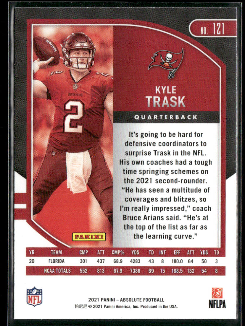Kyle Trask 2021 Panini Absolute Red #121 Tampa Bay Buccaneers