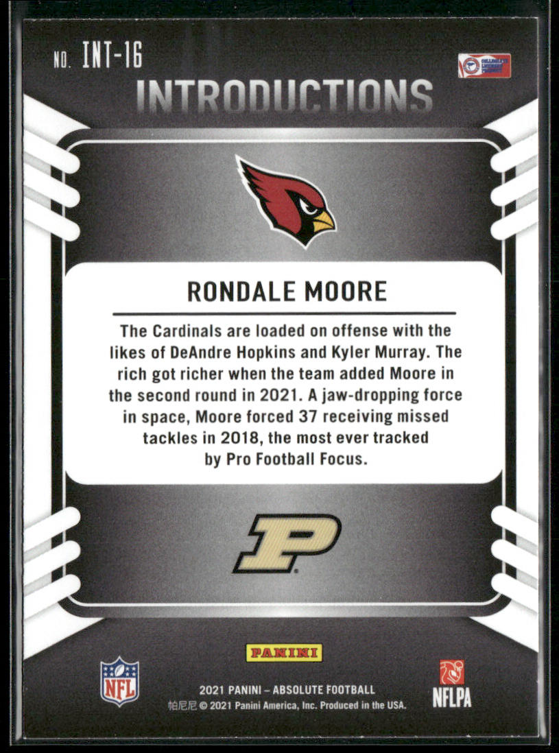 Rondale Moore 2021 Panini Absolute Introductions #INT-16