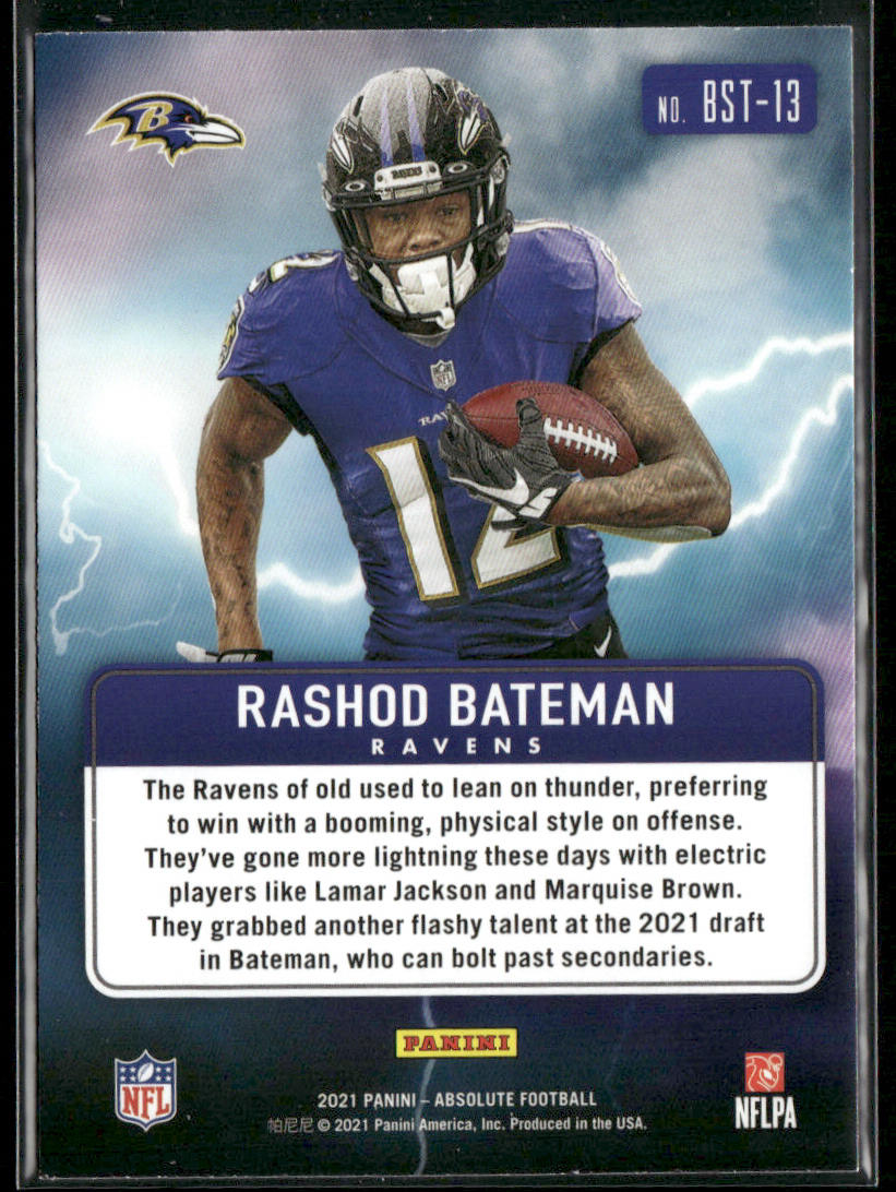 Rashod Bateman 2021 Panini Absolute By Storm #BST-13 Baltimore Ravens