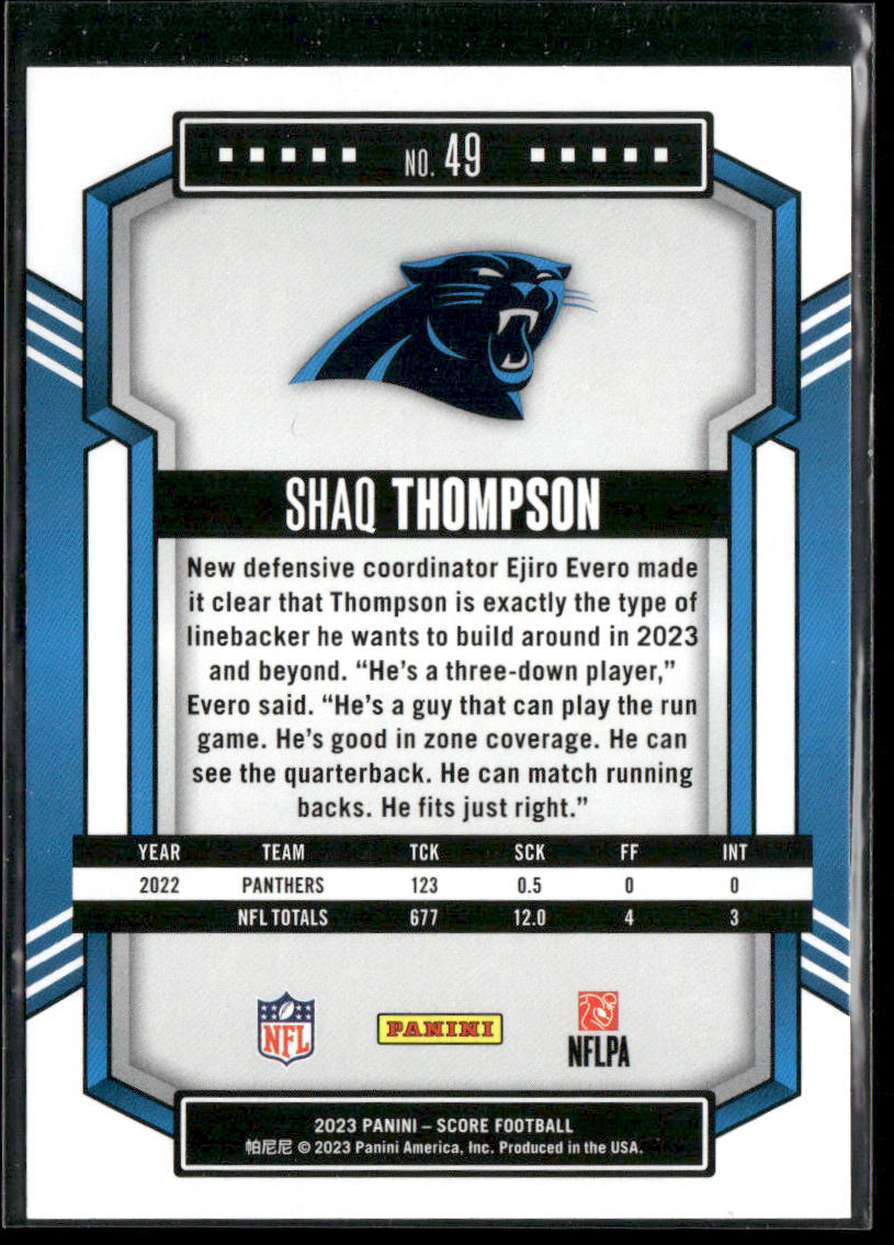 Shaq Thompson 2023 Score #49 Carolina Panthers