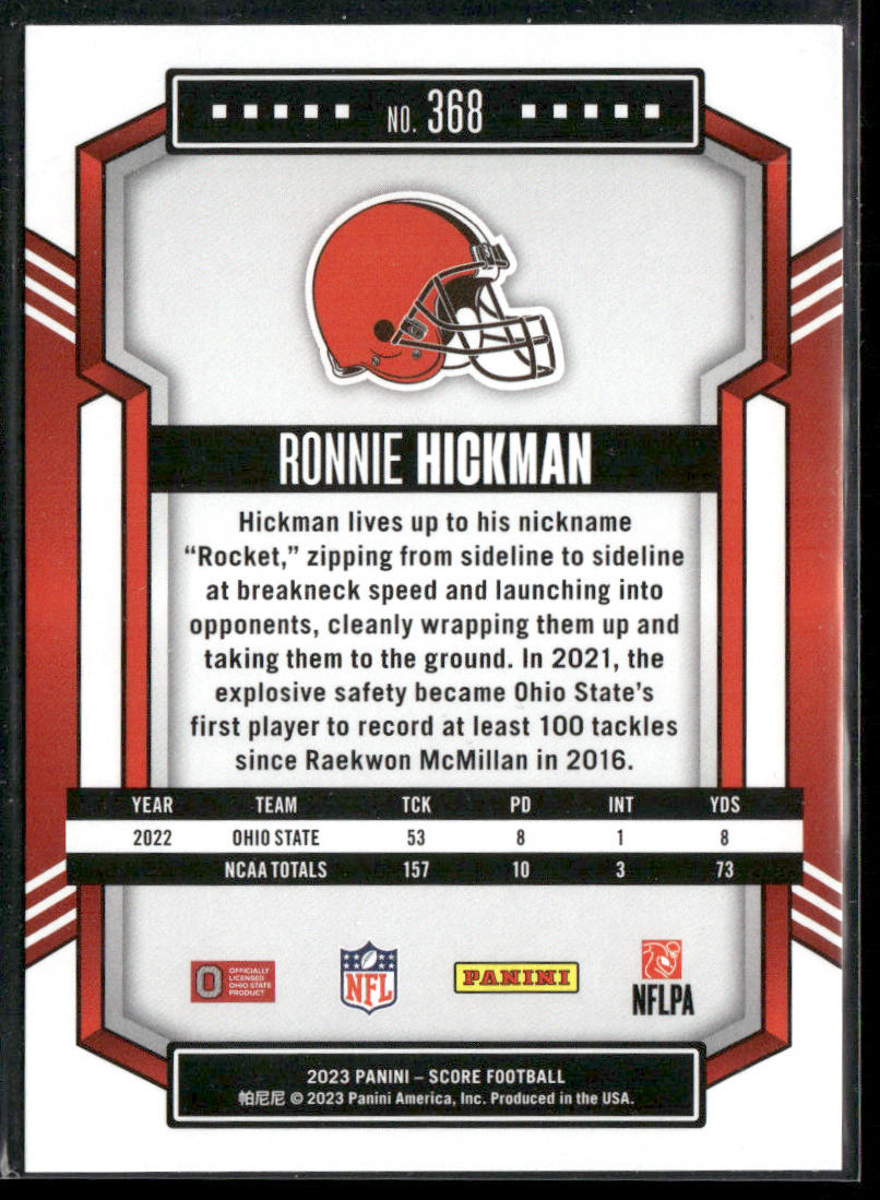 Ronnie Hickman 2023 Score #368 RC Cleveland Browns