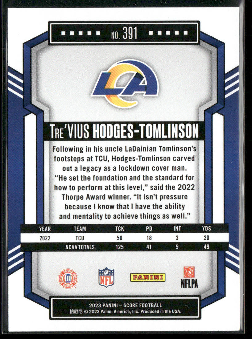 Tre'Vius Hodges-Tomlinson 2023 Score #391 RC Los Angeles Rams