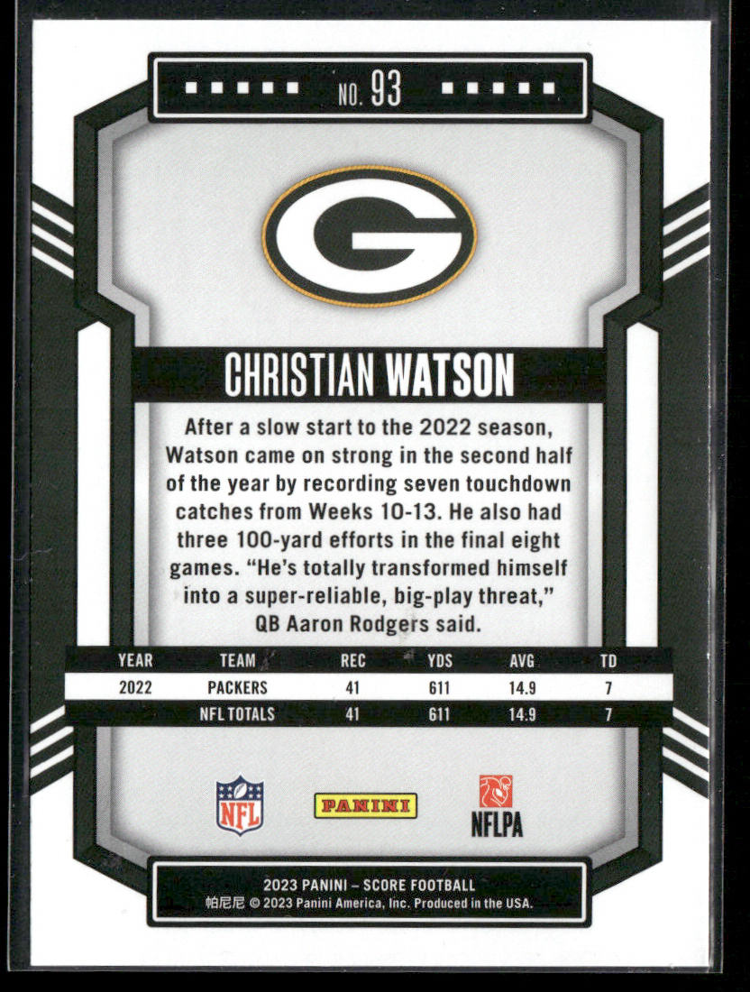 Christian Watson 2023 Score #93 Green Bay Packers