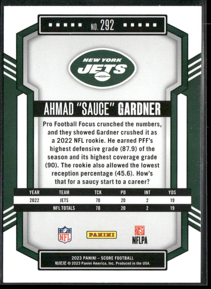 Ahmad "Sauce" Gardner 2023 Score #292 New York Jets