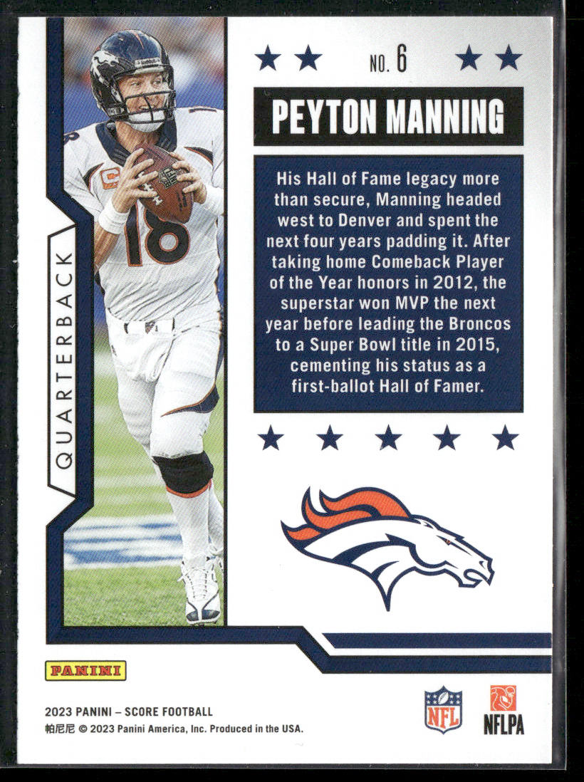 Peyton Manning 2023 Score First Ballot #6 Denver Broncos