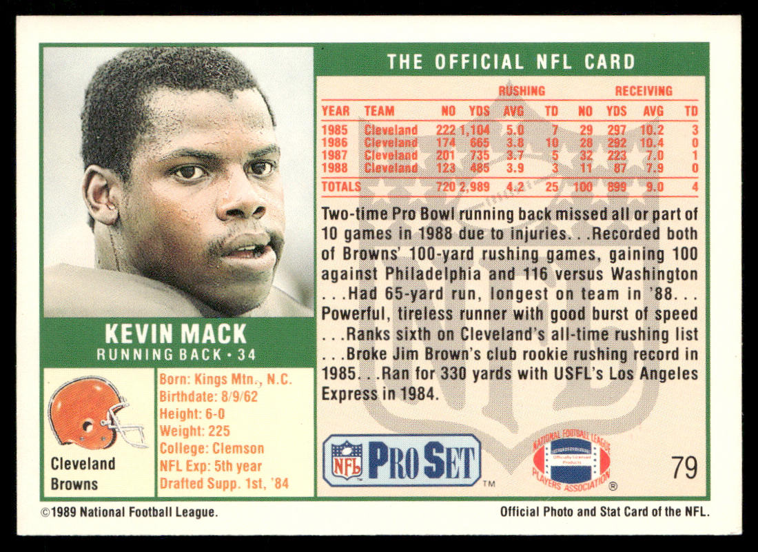 Kevin Mack 1989 Pro Set #79 Cleveland Browns