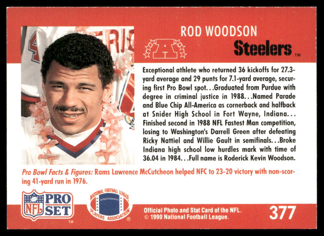 Rod Woodson 1990 Pro Set #377 Pittsburgh Steelers