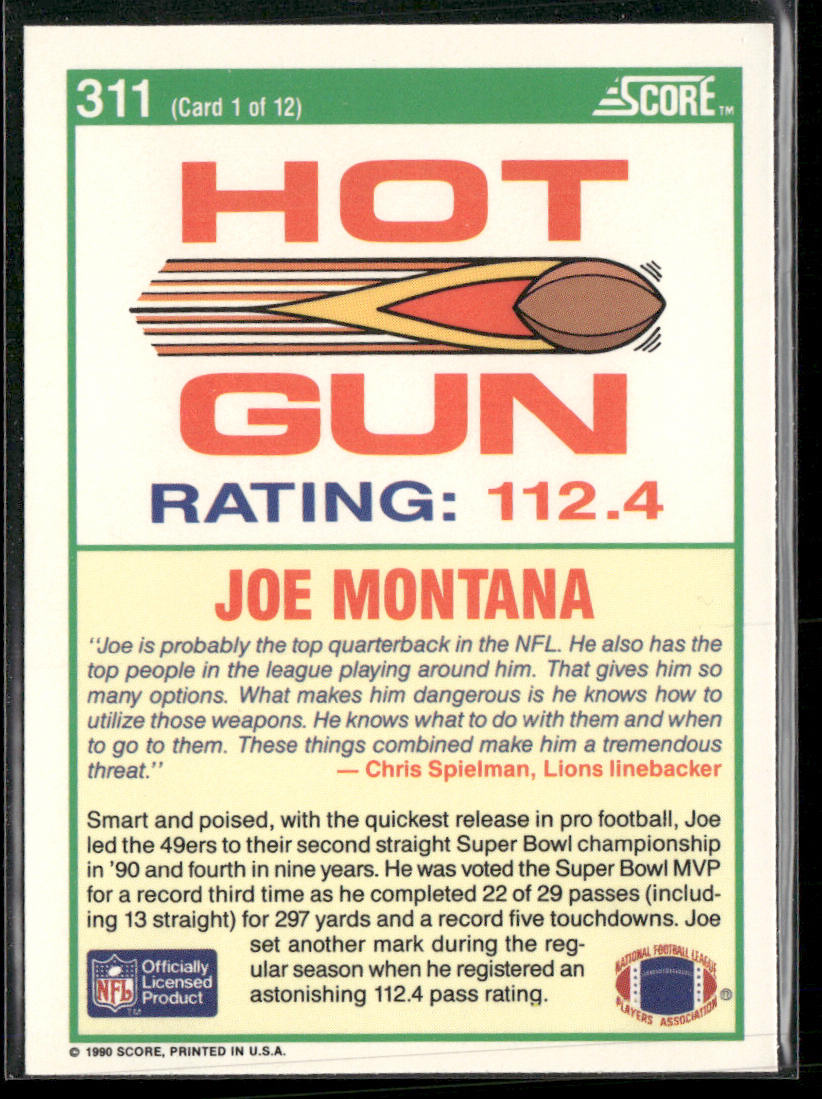 Joe Montana 1990 Score #311 San Francisco 49ers