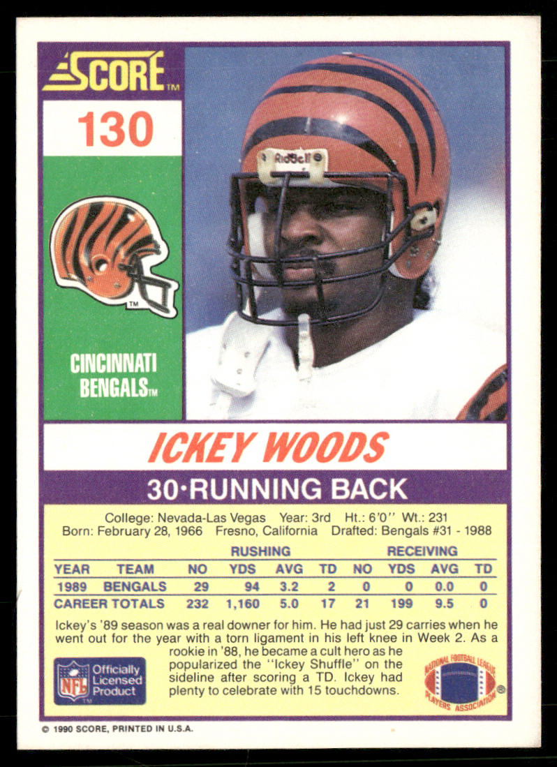 Ickey Woods 1990 Score #130 Cincinnati Bengals
