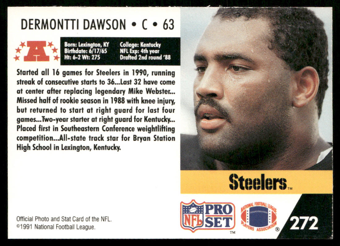 Dermontti Dawson 1991 Pro Set #272 Pittsburgh Steelers