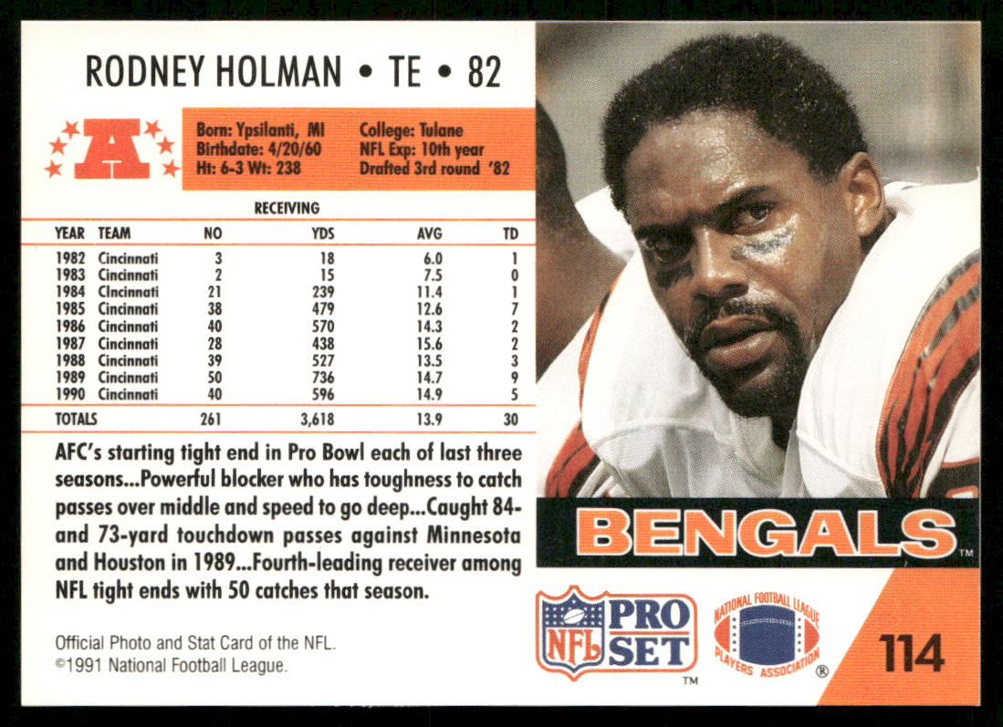 Rodney Holman 1991 Pro Set #114 Cincinnati Bengals